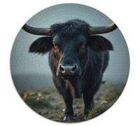 Vache 1000 Pièces Puzzle Rond animauxs Das Tier Wild animauxs Beast Adultes Et Enfants Décompression Progressive Réduction du Stress Cadeau Décoration 1000pcs (67.5x67.5cm)