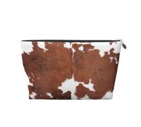 Vache à imprimé Animal en Peau de Vache Marron, Trousse de Toilette Trousse de Maquillage Sac à cosmétiques Trousse de Toilette de Voyage Portable