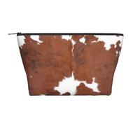 Vache à imprimé Animal en Peau de Vache Marron, Trousse de Toilette Trousse de Maquillage Sac à cosmétiques Trousse de Toilette de Voyage Portable