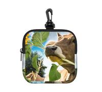 Vache avec Tournesol,Pochette de Rangement carrée à Fermeture éclair, Porte-Monnaie en néoprène, Petit Portefeuille, Pochette à Monnaie, Porte-Monnaie