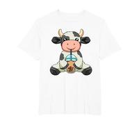 Vache Boire Bubble Tea Animaux Mignons avec Boba Tea T-Shirt, Homme Grandes Tailles, Blanc, 3X Tall