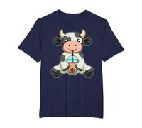 Vache Boire Bubble Tea Animaux Mignons avec Boba Tea T-Shirt, Homme Grandes Tailles, Bleu Marine, 6X Tall