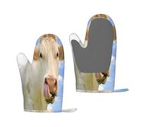 Vache charolaise drôle de Ferme drôle, Gants de Cuisine antidérapants en Silicone, Gants de Cuisson résistants à la Chaleur Une Paire