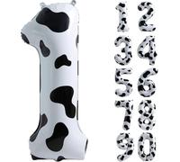 Vache Chiffre 1 Ballon Décorations d'anniversaire 100 cm Chiffres 1 Ballon Thème Cowgirl Chiffre Ballons pour 1er anniversaire Fête Ferme Grange Décor pour enfants