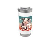 Vache cochon affection amour tendre animaux de ferme Gobelet isotherme en acier inoxydable double paroi