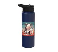 Vache cochon affection amour tendre animaux de ferme Stainless Steel Insulated Water Bottle