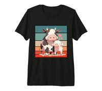 Vache Cochon Affection Amour Tendre Animaux de Ferme T-Shirt Haut de Gamme