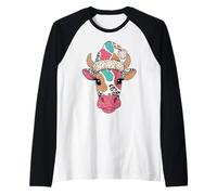 Vache colorée Portant Un Chapeau à Motif léopard pour Les Amoureux des Animaux Manche Raglan