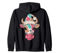 Vache colorée Portant Un Chapeau à Motif léopard pour Les Amoureux des Animaux Sweat à Capuche