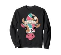 Vache colorée Portant Un Chapeau à Motif léopard pour Les Amoureux des Animaux Sweatshirt