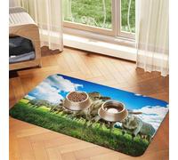 Vache dans la Prairie,Tapis d'alimentation pour Animaux de Compagnie, Sets de Table en Cuir PU pour Chats et Chiens,40x60cm