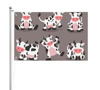 Vache de dessin animé mignonne imprimée,Drapeau de jardin, bannière décorative, drapeau double face, 2 x 3 pieds, pour extérieur et intérieur