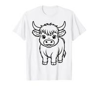 Vache des Hauts Plateaux : colorier et Peindre soi-même T-Shirt Graphique avec Valeur, Homme, Blanc, S