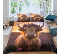 Vache des Highlands Bedding 3 Pièces Vache laitière Duvet Cover Set with Pillow Shams-Soft Brushed Microfiber Fabric-Wrinkle,Shrinkage And Fade Resistant-Easy Care Luxury Soft Bedding grand(220x240cm)