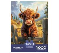 Vache des Highlands en Train de paître pour Adultes Puzzles 1000 Pièces Animal Jeux Éducatifs Décoration Intérieure Jeu De Défi Familial Cadeaux d'anniversaire pour Noël Relaxation Et Sagesse