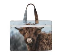 Vache des Highlands Faune écossaise,Sac à documents en toile avec fermeture éclair, sac fourre-tout, porte-documents pour l'école et le bureau