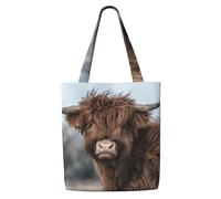 Vache des Highlands, faune écossaise，Sacs d'épicerie réutilisables, sacs fourre-tout de grande capacité, sac à bandoulière en toile