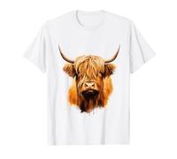 Vache des Highlands Imprimé Animal Motif Portrait Art Vache Highland T-Shirt
