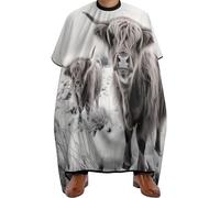 Vache Des Highlands Noire Et Blanche Unisexe Robe De Coiffure Résistant Aux Taches Capes De Coiffeur De Salon Pleine Longueur Cape De Coiffure Pour Usage Domestique Coupe De Cheveux 168X140Cm