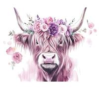 vache des Highlands Peinture par Numéros Grand 30x40cm,Peinture Numero Adulte fleur Painting by Numbers Bricolage kit peinture adulte Peint à la Main Peinture à l'huile Toile Kit Débutants,Sans Cadre