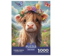 Vache des Highlands pour Adultes 1000 Pièces Animal Puzzle Cadeaux De Pâques Décoration Intérieure Jeux Éducatifs Jeu De Défi Familial Relaxation Et Sagesse 70x50cm/1000pcs