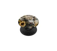Vache des Highlands Tournesol Rustique Farmhouse Country Art PopSockets PopGrip Adhésif