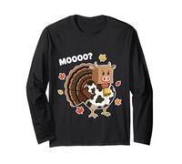 Vache Dinde Feuilles d'automne drôle Moo Cow Thanksgiving Day Manche Longue