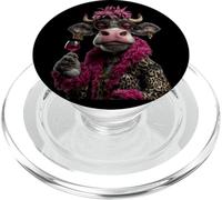 Vache élégante Portrait Mode Animal Vin Rouge Graphique Ferme PopSockets PopGrip pour MagSafe