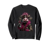 Vache élégante Portrait Mode Animal Vin Rouge Graphique Ferme Sweatshirt