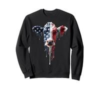 Vache Éleveur de bétail Drapeau américain USA Drip Graffiti Patriotisme Sweatshirt