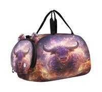 Vache en ColèRe Pourpre Sac de Sport Natation avec Compartiment à Chaussures,Sac de Voyage Weekend Sac à Main pour Filles GarçOns