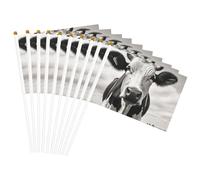 Vache en noir et blanc imprimé drapeau portable léger défilé décoration maison événements utilisation polyvalente