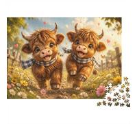 Vache Fleur Écharpe 1000 Pièces Mini Puzzle pour Adultes Décoration | 70x50cm Carton Amateurs De Puzzles Relaxation Mentale Puzzle Intellectuel Cadeau D'anniversaire Décor Maison