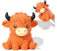 Vache géante des Highlands de 15,2 cm - Balles anti-stress à presser pour adultes - Pour décoration de bureau - Vache géante des Highlands - Marron foncé
