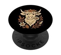 Vache Highland avec Houblon, Charme Rustique Alpin PopSockets PopGrip Adhésif