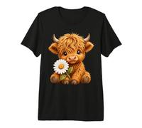 Vache Highland avec Marguerite T-Shirt Haut de Gamme
