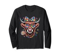 Vache Highland colorée avec nœud Puzzle Manche Longue