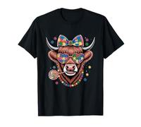 Vache Highland colorée avec nœud Puzzle T-Shirt