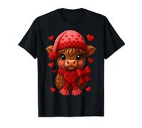Vache Highland Saint-Valentin cœurs Amusants Saint-Valentin Vache Femme T-Shirt