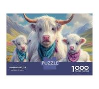 Vache Highlands Jigsaw Puzzle Jeu De Famille 1000 Piece Foolish and Honest Animauxs Puzzles Jouet Éduchatif Idées Cadeaux pour Adultes Et Enfants À Partir De 12 Ans 38x26cm/1000pcs