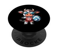 Vache Joueur De Volleyball Cool 33 PopSockets PopGrip Adhésif