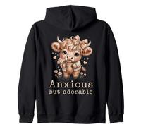 Vache Kawaii Mignonne et anxieuse mais Adorable Sweat à Capuche