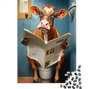 Vache lisant Le Journal Puzzle 1000 Pièces pour Adultes Et Enfants Classiques De l'art De La Décoration 38x26cm/1000pcs