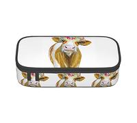 Vache mignonne avec couronne de fleurs Papillon Étui à crayons spécial pour filles garçons, étui à crayons grande capacité grande pochette à crayons, sac à crayons pour étudiants papeterie sacs à cr