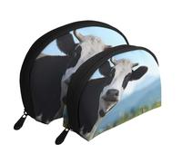 Vache Mignonne imprimée, Trousse de Maquillage Coquille Femme Petit Porte-Monnaie Trousse de Toilette Trousse à cosmétiques 2 pièces