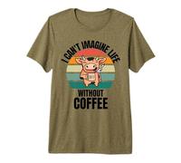 Vache Mignonne rétro I Can't Imagine Life Without Coffee T-Shirt Haut de Gamme