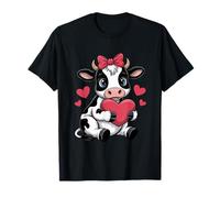 Vache noire blanche rose coquette arc vache bovin éleveur vache T-Shirt