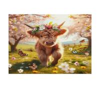 Vache Papillon Fleur Puzzle, 1000 Pièces Jeu Intérieur Adulte | 38x26cm Carton, Exercice Mental, Finition Surface Lisse, Amateurs D'art, Réduction Du Stress