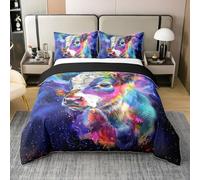 Vache Parure de Lit,Papillon de Vache des Hautes Terres Coton 200x200 Housse de Couette,Rainbow Cartoon Graffiti Couvre Lit Décor de Chambre pour Enfant Filles,Western Ferme Animaux Couvre Lit