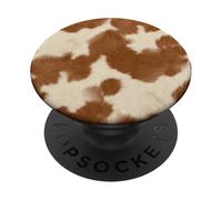 Vache Pois Marron Blanc Western Ranch Style Art Art PopSockets PopGrip Adhésif